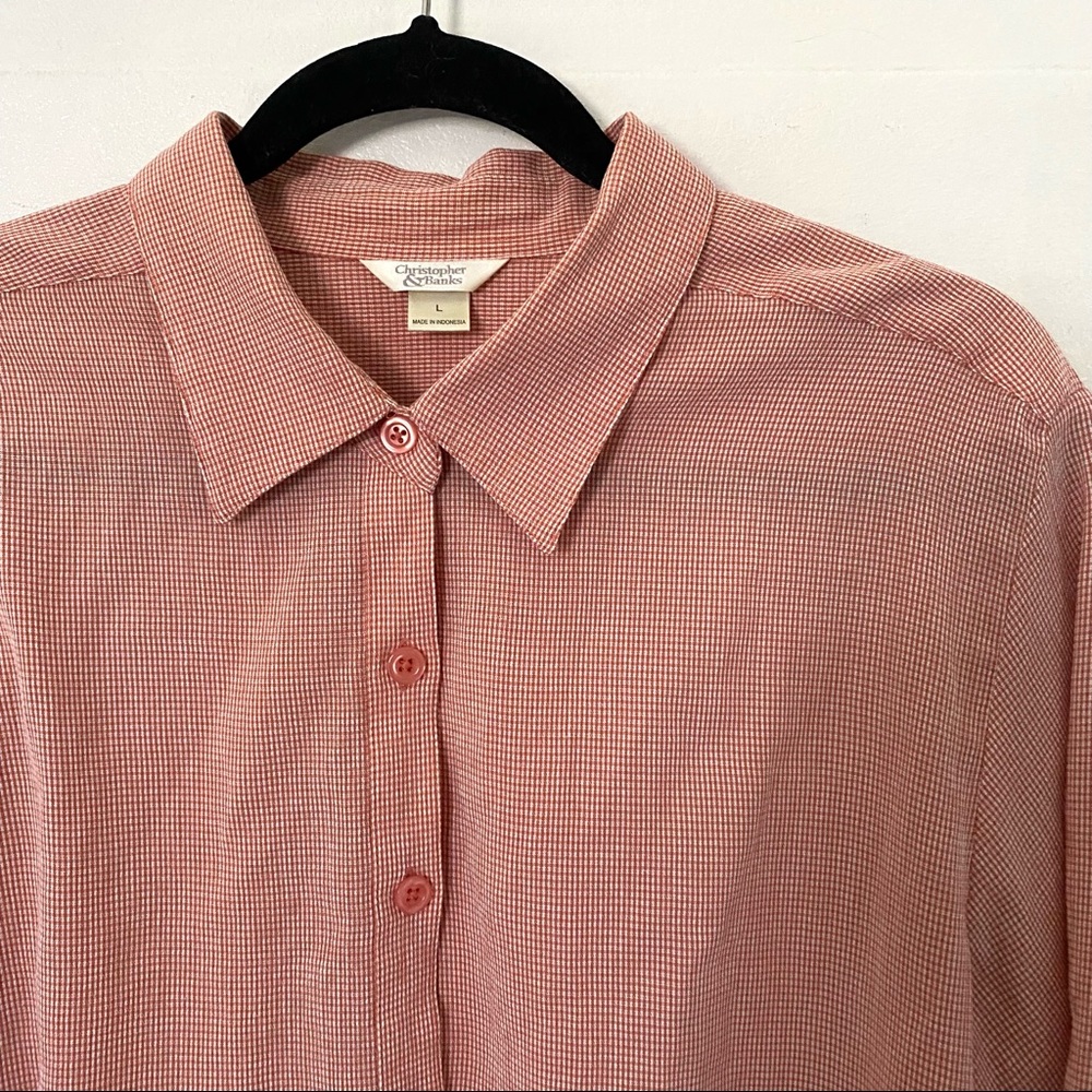 Peach Gingham Button Up